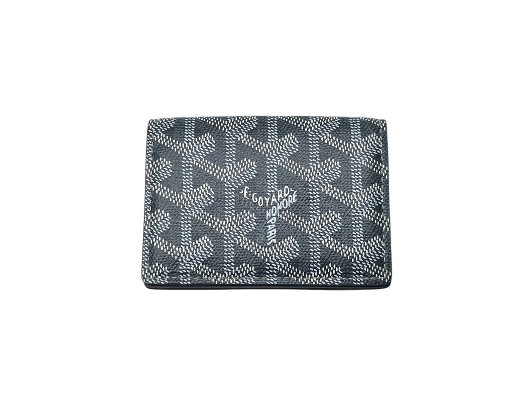 極美品 GOYARD ゴヤール マルゼルブ カードケース ヘリンボーン柄 グレー ゴヤールディンキャンバス カーフスキン 中古 67087
