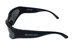 BALENCIAGA バレンシアガ SWIFT サングラス サイズ65▫︎17-125 ブラック プラスチック オーバル ロゴ BB0157S 美品 中古 67089