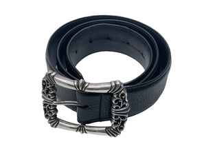 ChromeHearts クロムハーツ フィリグリーOTJ1.5 ベルト レザー シルバー925 ブラック サイズ36 美品 中古 67094