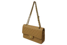Load image into Gallery viewer, 極美品 CHANEL マトラッセ Wフラップ チェーンショルダー キャビアスキン 9番台 25cm ショルダーバッグ ベージュ ゴールド金具 中古 67096