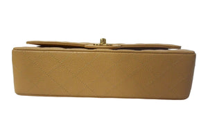 極美品 CHANEL マトラッセ Wフラップ チェーンショルダー キャビアスキン 9番台 25cm ショルダーバッグ ベージュ ゴールド金具 中古 67096