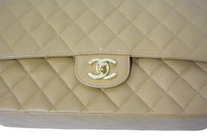 極美品 CHANEL マトラッセ Wフラップ チェーンショルダー キャビアスキン 9番台 25cm ショルダーバッグ ベージュ ゴールド金具 中古 67096
