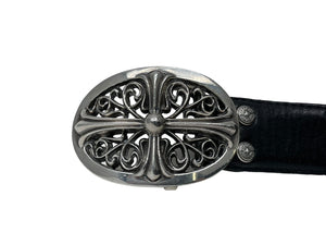 CHROME HEARTS クロムハーツ OVAL CROSS STRAP 1.5/1.5 クラシック オーバルクロス バックル レザーベルト サイズ38 中古 67120