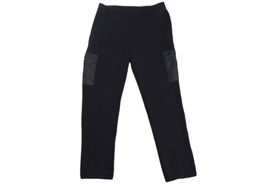極美品 PRADA プラダ カーゴパンツ 三角プレート ニットパンツ E136 サイズ48 シルバー金具 ブラック 中古 4c067121 