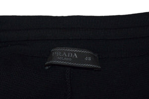 極美品 PRADA プラダ カーゴパンツ 三角プレート ニットパンツ E136 サイズ48 シルバー金具 ブラック 中古 4c067121 