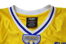 Load image into Gallery viewer, 極美品 FUBU THE COLLECTION フブ タンクトップ ゲームシャツ サイズL ポリエステル ブルー イエロー ホワイト メッシュ 中古 67126