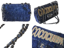 Load image into Gallery viewer, CHANEL シャネル ココキューバ スパンコール チェーンショルダーバッグ 23番台 2016年 ラムスキン ネイビー 美品 中古 67142