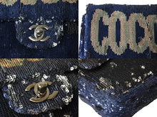 Load image into Gallery viewer, CHANEL シャネル ココキューバ スパンコール チェーンショルダーバッグ 23番台 2016年 ラムスキン ネイビー 美品 中古 67142