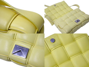 BOTTEGAVENETA ボッテガヴェネタ マキシ イントレチャート パデッド カセット ショルダーバッグ イエロー ラムスキン 591970VCQR1 シルバー金具 美品 中古 67148