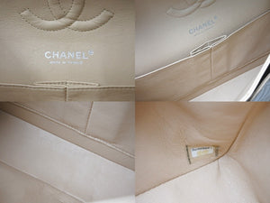 極美品 CHANEL シャネル マトラッセ ダブルフラップ ショルダーバッグ 13番台 キャビアスキン ベージュ シルバー金具 中古 67149