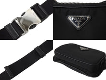 画像をギャラリービューアに読み込む, 極美品 PRADA プラダ Re-Nylon xサフィアーノレザー ショルダーバッグ ブラック 2VH128 ナイロンロゴ シルバー金具 中古 67160 