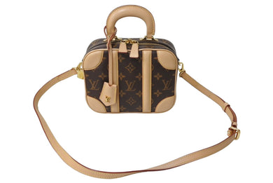 LOUIS VUITTON ルイヴィトン モノグラム ヴァリゼットPM M44581 ショルダーバッグ トランク ブラウン ゴールド金具 良品 中古 67163
