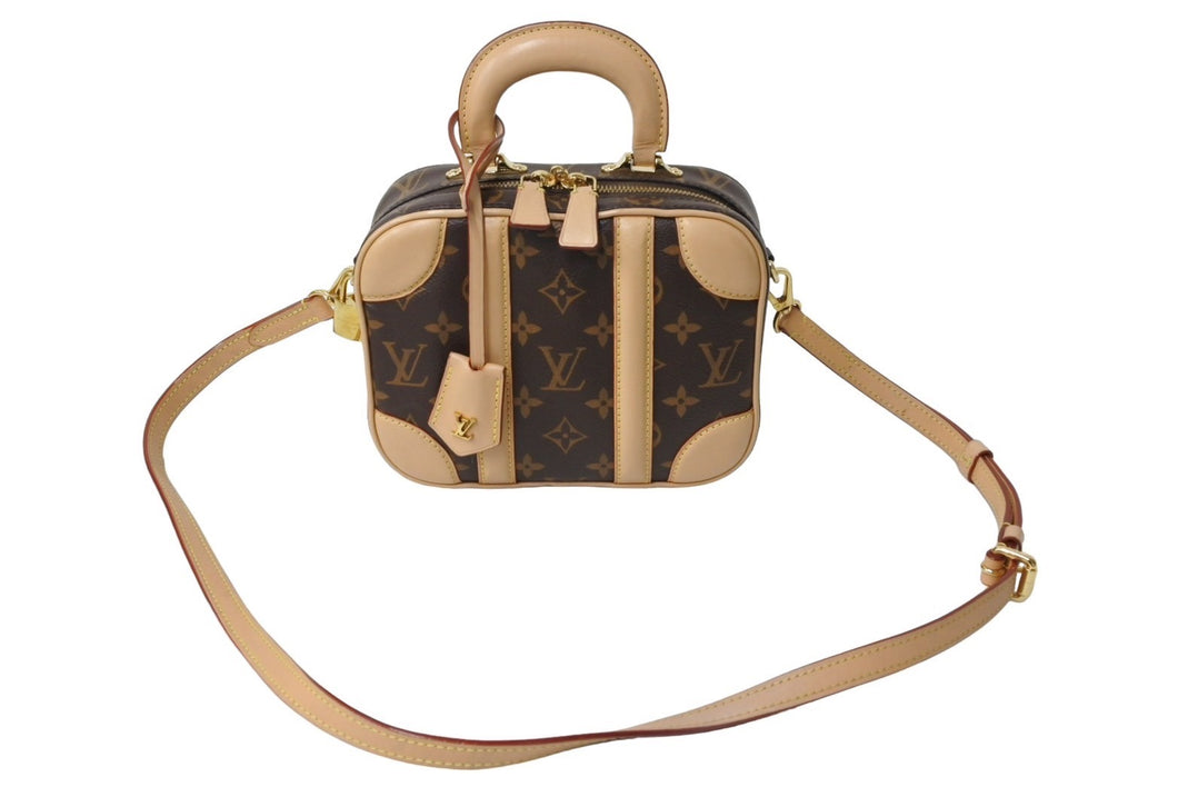 LOUIS VUITTON ルイヴィトン モノグラム ヴァリゼットPM M44581 ショルダーバッグ トランク ブラウン ゴールド金具 良品 中古 67163