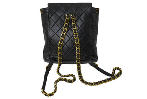 CHANEL シャネル マトラッセ リュック Wココマーク バックパック ココマーク 3番台 ラムスキン ブラック ゴールド金具 美品 中古 67182