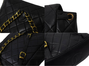 CHANEL シャネル マトラッセ リュック Wココマーク バックパック ココマーク 3番台 ラムスキン ブラック ゴールド金具 美品 中古 67182