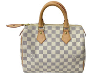 Load image into Gallery viewer, 極美品 LOUIS VUITTON ルイヴィトン ハンドバッグ スピーディ25 ダミエアズール N41534 ホワイト グレー ゴールド金具 中古 67184