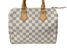 Load image into Gallery viewer, 極美品 LOUIS VUITTON ルイヴィトン ハンドバッグ スピーディ25 ダミエアズール N41534 ホワイト グレー ゴールド金具 中古 67184