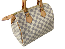 Load image into Gallery viewer, 極美品 LOUIS VUITTON ルイヴィトン ハンドバッグ スピーディ25 ダミエアズール N41534 ホワイト グレー ゴールド金具 中古 67184