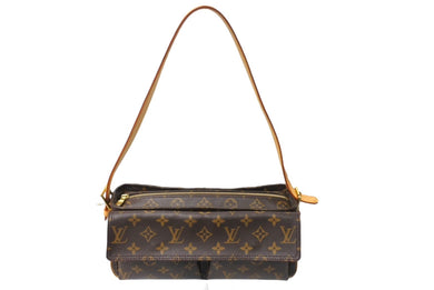 LOUIS VUITTON ルイ ヴィトン モノグラム ヴィバシテMM ワンショルダーバッグ PVCコーティング M51164 ブラウン ゴールド金具 美品 中古 67191