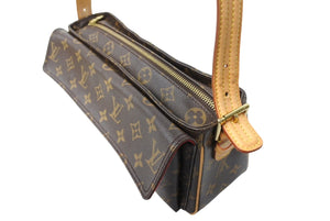 LOUIS VUITTON ルイ ヴィトン モノグラム ヴィバシテMM ワンショルダーバッグ PVCコーティング M51164 ブラウン ゴールド金具 美品 中古 67191