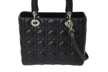 Load image into Gallery viewer, Christian Dior クリスチャンディオール レディディオール ミディアム 2WAY ハンドバッグ カナージュ ブラック 美品 中古 67196