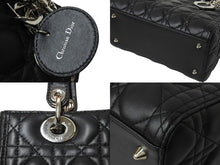 Load image into Gallery viewer, Christian Dior クリスチャンディオール レディディオール ミディアム 2WAY ハンドバッグ カナージュ ブラック 美品 中古 67196