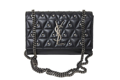 YVES SAINT LAURENT イヴ サンローラン チェーンショルダーバッグ 471286 スタッズ レザー ブラック 美品 中古 67197 
