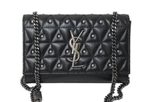 画像をギャラリービューアに読み込む, YVES SAINT LAURENT イヴ サンローラン チェーンショルダーバッグ 471286 スタッズ レザー ブラック 美品 中古 67197 