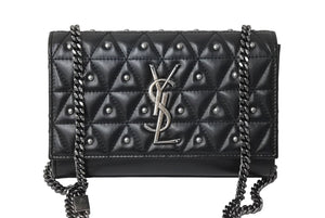 YVES SAINT LAURENT イヴ サンローラン チェーンショルダーバッグ 471286 スタッズ レザー ブラック 美品 中古 67197 