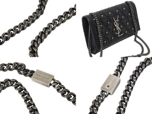 YVES SAINT LAURENT イヴ サンローラン チェーンショルダーバッグ 471286 スタッズ レザー ブラック 美品 中古 67197 