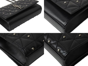 YVES SAINT LAURENT イヴ サンローラン チェーンショルダーバッグ 471286 スタッズ レザー ブラック 美品 中古 67197 
