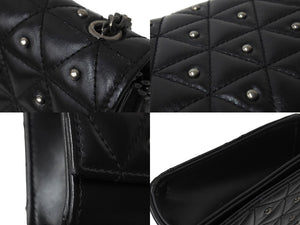 YVES SAINT LAURENT イヴ サンローラン チェーンショルダーバッグ 471286 スタッズ レザー ブラック 美品 中古 67197 