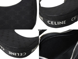 新品同様 CELINE セリーヌ アヴァトリオンフ ワンショルダーバッグ イタリア製 キャンバス レザー ブラック シルバー金具 中古 67200