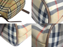 画像をギャラリービューアに読み込む, BURBERRY バーバリー リュック デイパック ノバチェック ブラウン ベージュ キャンバス レザー ゴールド金具 場品 中古 67207 