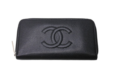 CHANEL シャネル ココマーク ラウンドファスナー 長財布 財布 A50071 18番台 キャビアスキン ブラック 良品 中古 67216