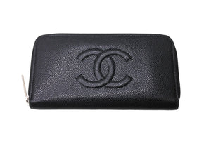 CHANEL シャネル ココマーク ラウンドファスナー 長財布 財布 A50071 18番台 キャビアスキン ブラック 良品 中古 67216