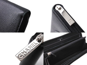 CHANEL シャネル ココマーク ラウンドファスナー 長財布 財布 A50071 18番台 キャビアスキン ブラック 良品 中古 67216