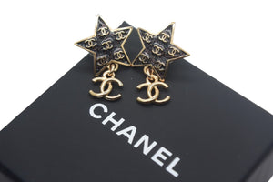 極美品 CHANEL シャネル ピアス ココマーク スター パープルラメ C24C 2024年クルーズコレクション ブラック ゴールド 中古 67235
