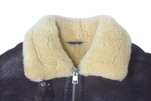 Ami Paris アミ パリス クロップドムートンジャケット B-3 ターキー製 羊革 ブラウン シルバー金具 美品 中古 67244