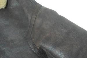 Ami Paris アミ パリス クロップドムートンジャケット B-3 ターキー製 羊革 ブラウン シルバー金具 美品 中古 67244