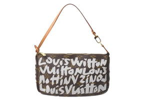 LOUIS VUITTON ルイヴィトン モノグラムグラフィティ アクセソワール アクセサーポーチ M92192 ブラウン ホワイト 美品 中古 67266