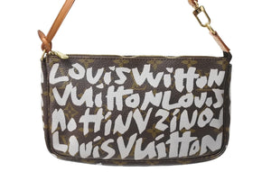 LOUIS VUITTON ルイヴィトン モノグラムグラフィティ アクセソワール アクセサーポーチ M92192 ブラウン ホワイト 美品 中古 67266