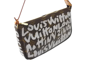 LOUIS VUITTON ルイヴィトン モノグラムグラフィティ アクセソワール アクセサーポーチ M92192 ブラウン ホワイト 美品 中古 67266