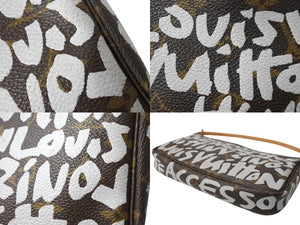 LOUIS VUITTON ルイヴィトン モノグラムグラフィティ アクセソワール アクセサーポーチ M92192 ブラウン ホワイト 美品 中古 67266
