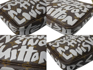 LOUIS VUITTON ルイヴィトン モノグラムグラフィティ アクセソワール アクセサーポーチ M92192 ブラウン ホワイト 美品 中古 67266