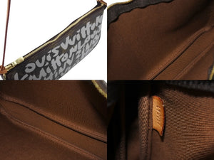 LOUIS VUITTON ルイヴィトン モノグラムグラフィティ アクセソワール アクセサーポーチ M92192 ブラウン ホワイト 美品 中古 67266