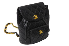 Load image into Gallery viewer, CHANEL シャネル リュック ココマーク マトラッセ ダブルフラップ 3番台 1995年 ラムスキン ブラック ゴールド金具 美品 中古 67275