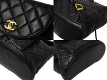 Load image into Gallery viewer, CHANEL シャネル リュック ココマーク マトラッセ ダブルフラップ 3番台 1995年 ラムスキン ブラック ゴールド金具 美品 中古 67275