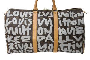 LOUIS VUITTON ルイ ヴィトン モノグラムグラフィティ キーポル50 ボストンバッグ M92197 ブラウン ホワイト 美品 中古 67283