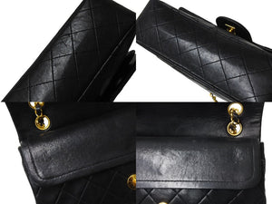CHANEL シャネル マトラッセ 23 Wフラップ チェーン ショルダーバッグ ブラック 1番台 ラムスキン ココマーク ゴールド金具 良品 中古 67284